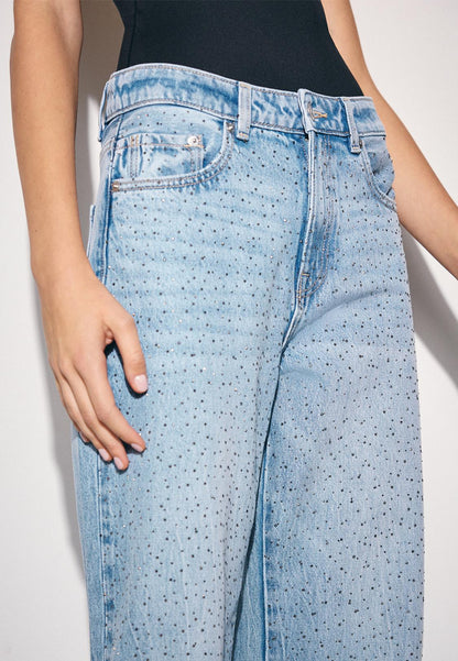 Jean Large Brillant pour Femme - Tendance Chic
