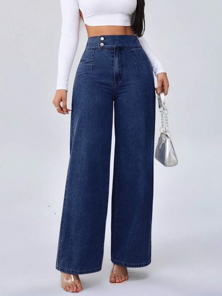 Jean Large Taille Haute Élégant et Tendance