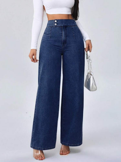 Jean Large Taille Haute Élégant et Tendance