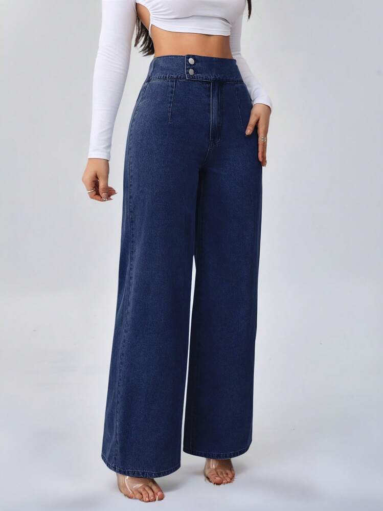 Jean Large Taille Haute Élégant et Tendance