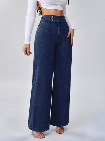 Jean Large Taille Haute Élégant et Tendance