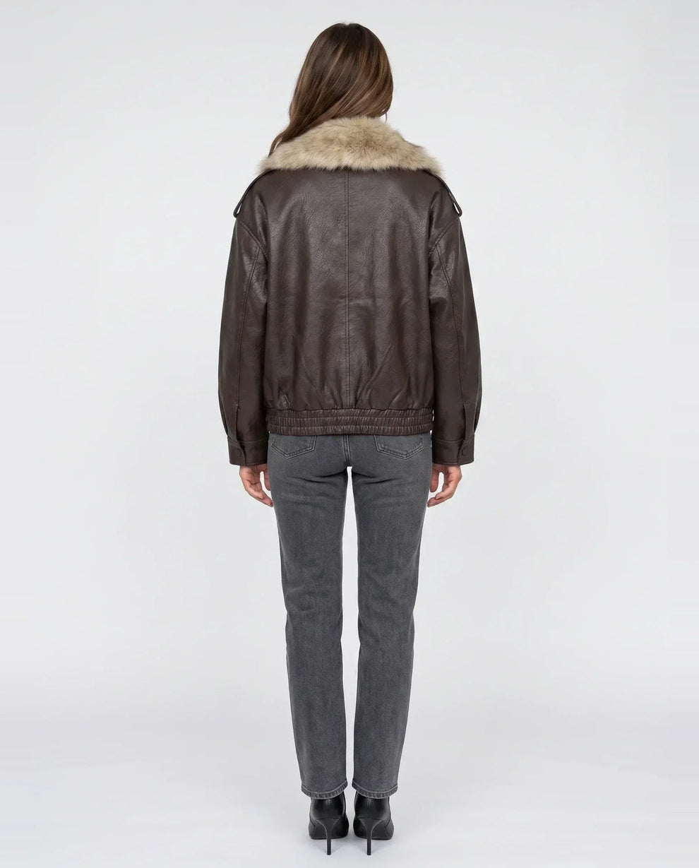 Veste oversize à col en fausse fourrure