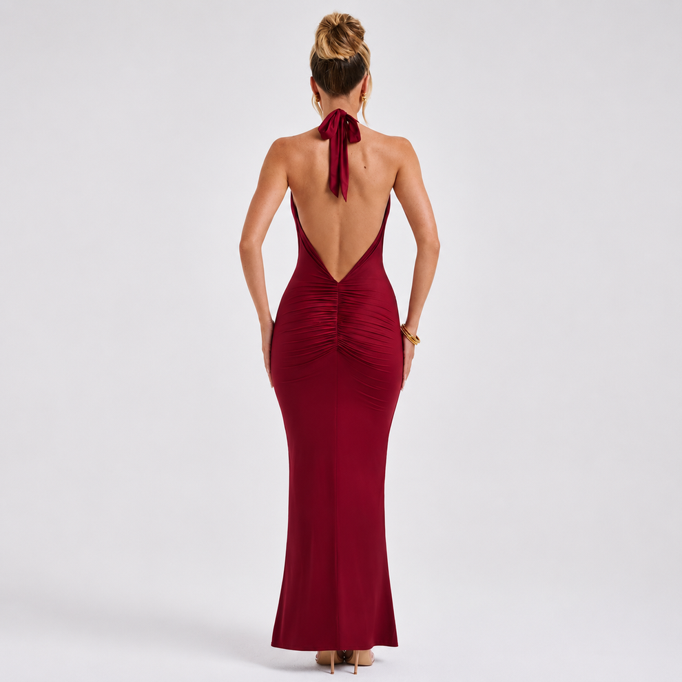 Robe Longue Élégante à Col Halter