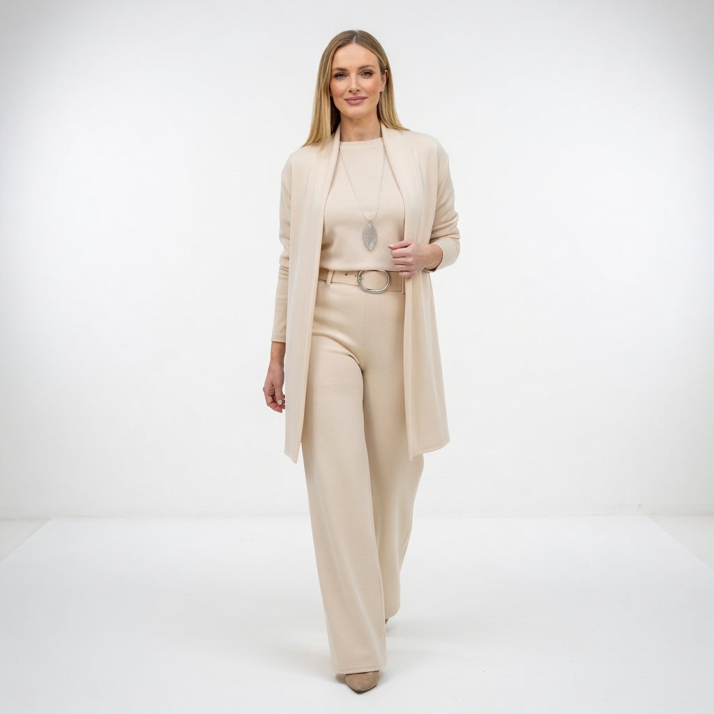 Ensemble 3 Pièces Élégant en Maille