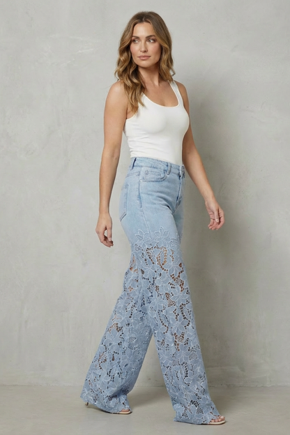 Jean large en dentelle – Bohème chic