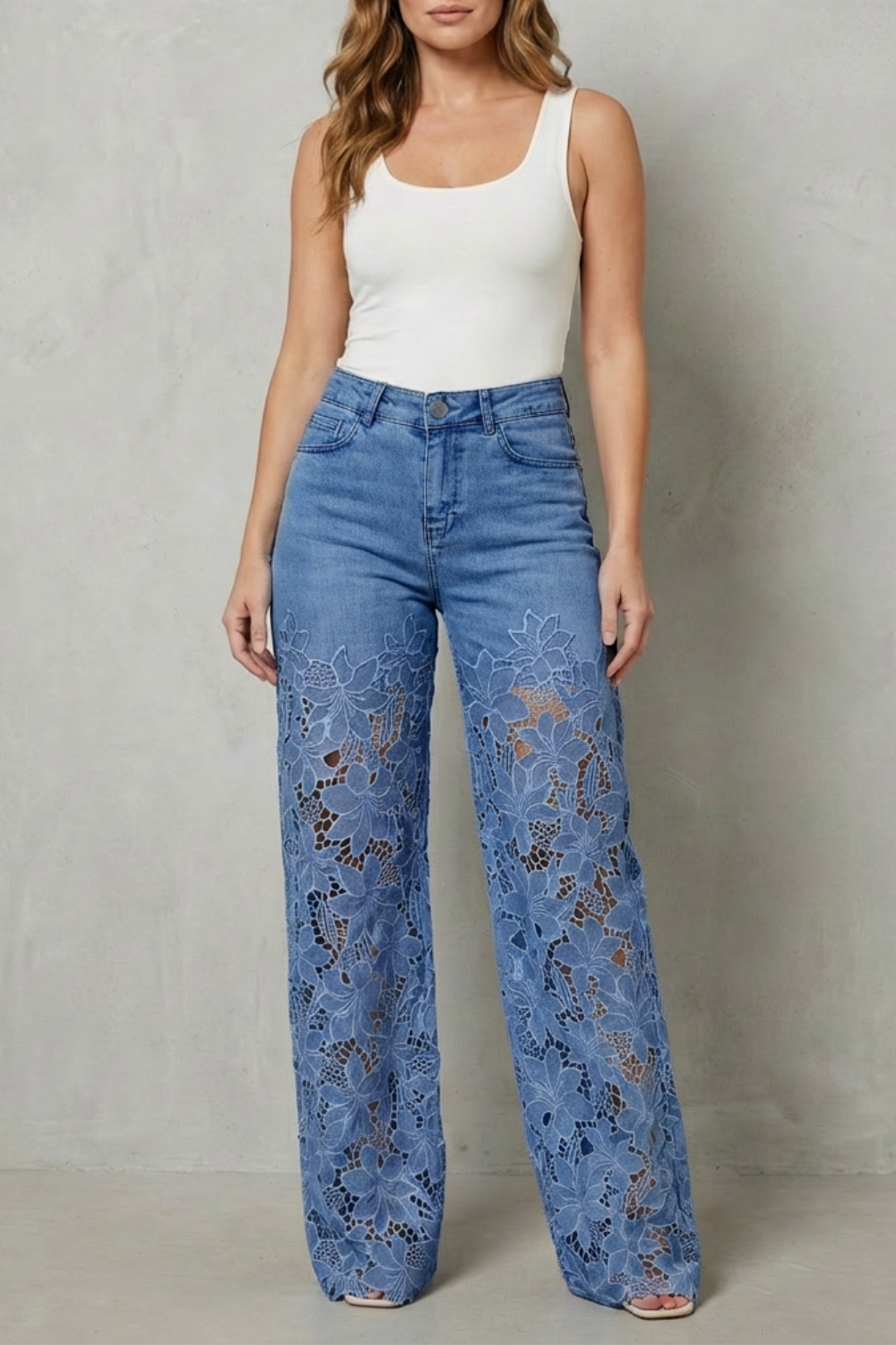 Jean large en dentelle – Bohème chic