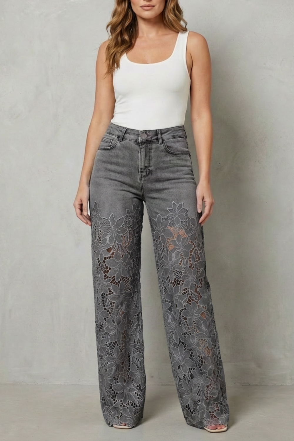 Jean large en dentelle – Bohème chic