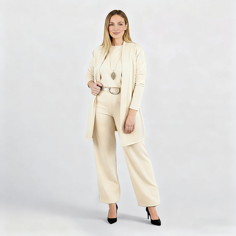 Ensemble 3 Pièces Élégant en Maille