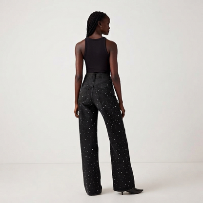 Jean Large Brillant pour Femme - Tendance Chic
